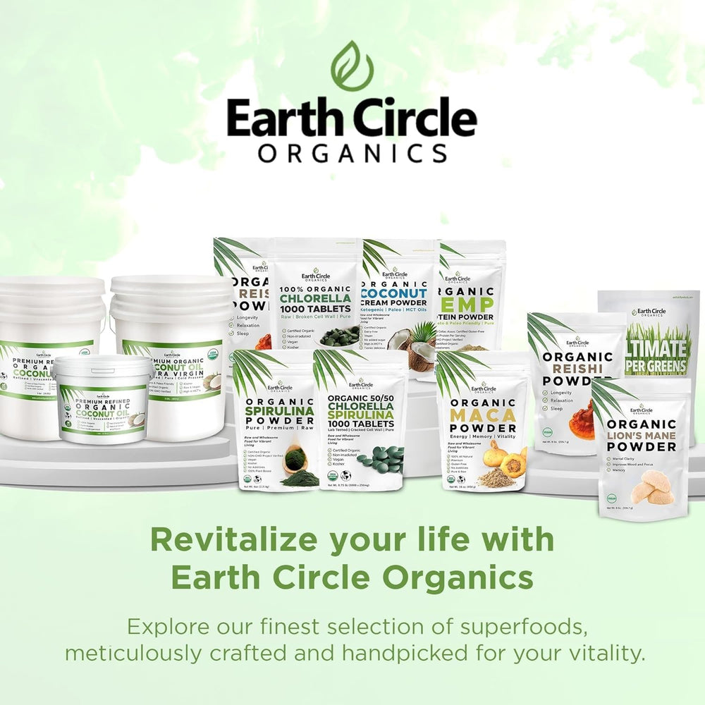 Earth Circle Organics hemp protein powder bag open with scoop for quick protein boost