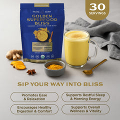 Close-up of turmeric and mushroom blend ingredients