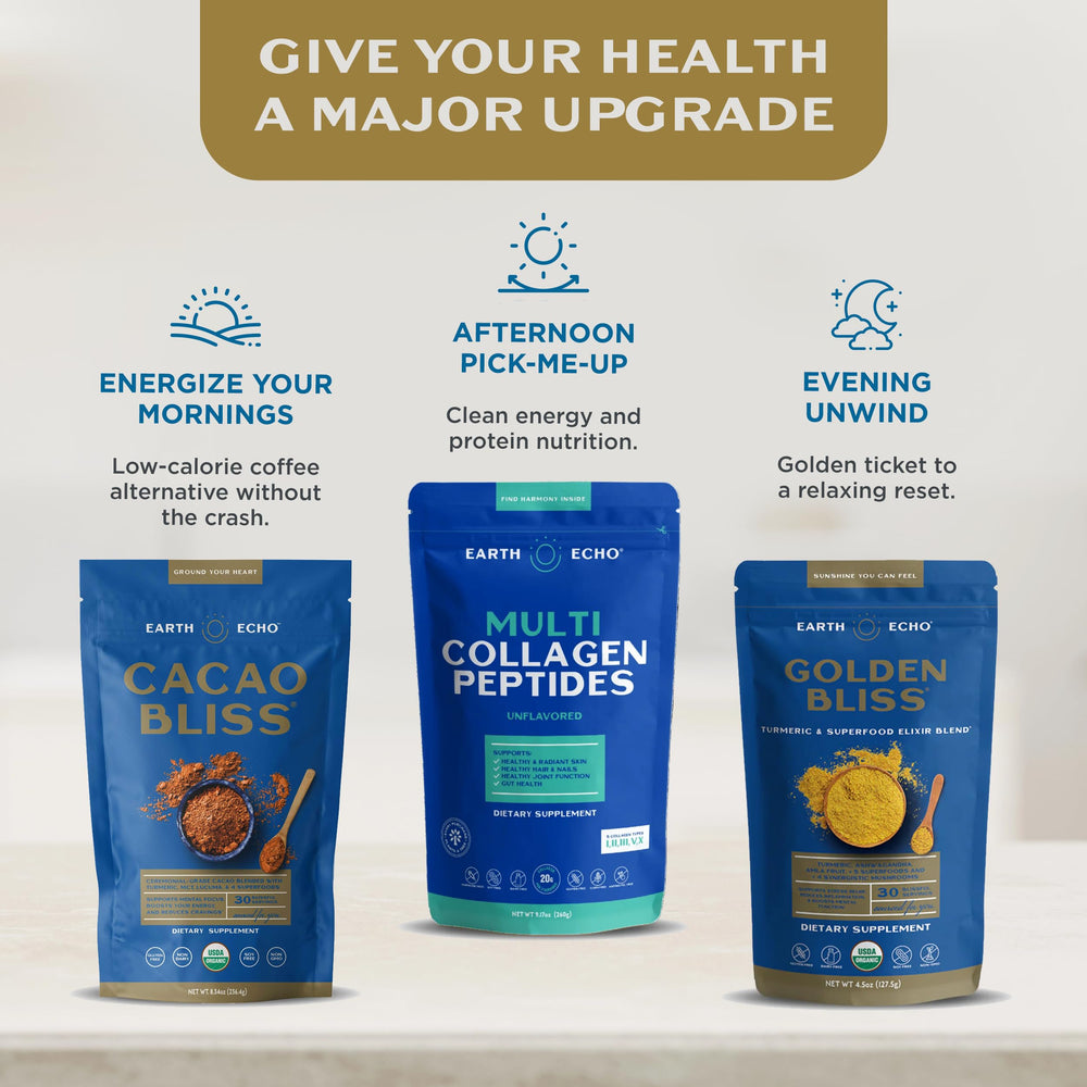 Dairy-free claim on Earth Echo collagen bottle packaging