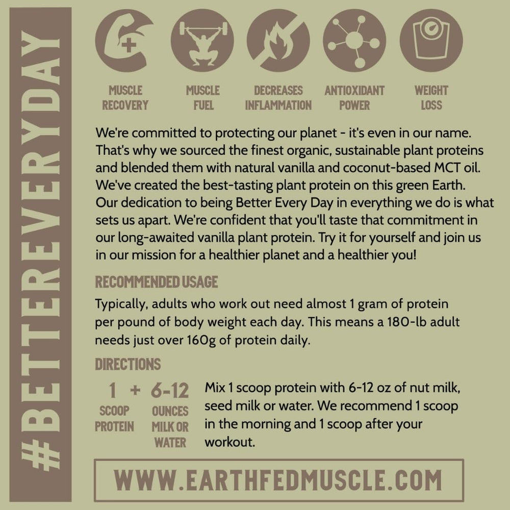 Earth Fed Muscle Common Ground Vanilla tub back label detail.
