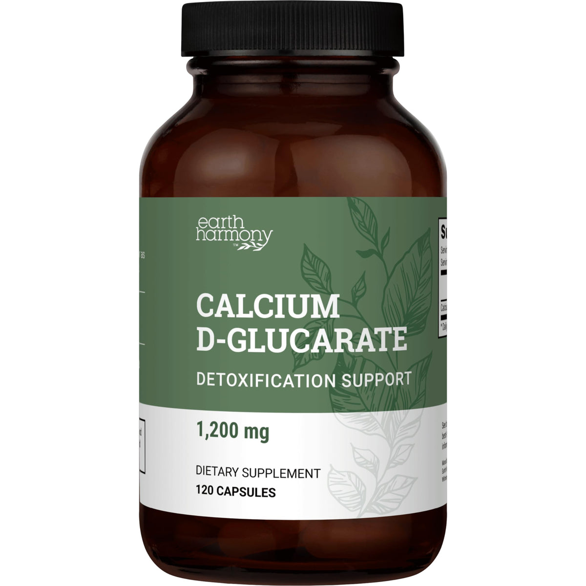 Bottle front view of Earth Harmony Calcium D-Glucarate 1200mg