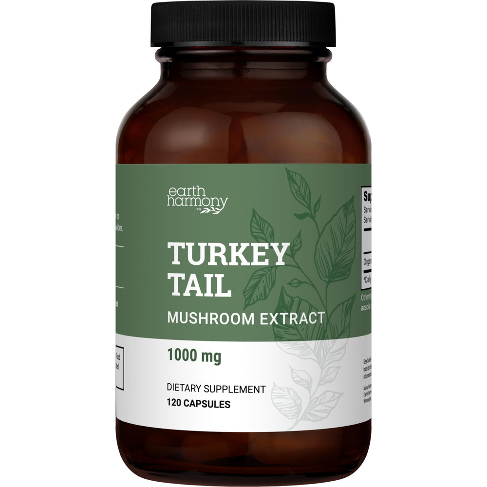 Earth Harmony Turkey Tail Mushroom Capsules bottle with label
