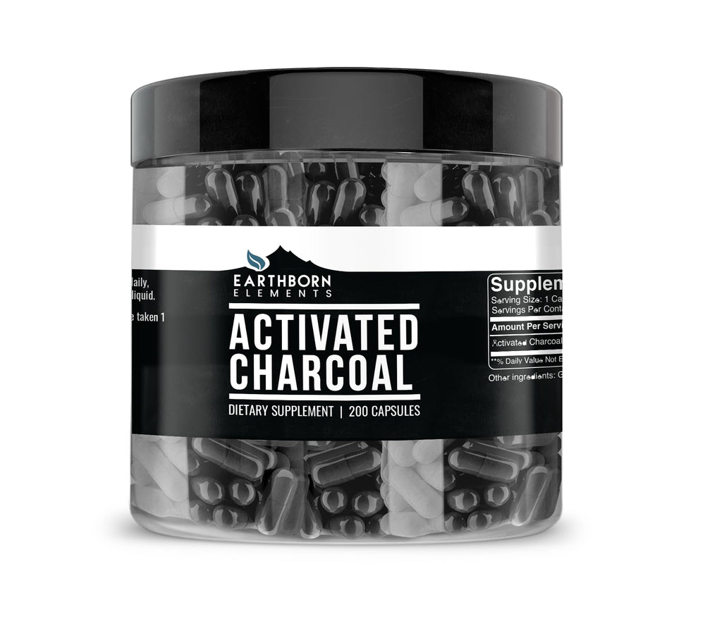 Earthborn Elements Activated Charcoal Capsules bottle with 200 count
