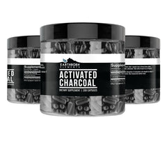 Close-up of Earthborn Elements Activated Charcoal Capsules bottle