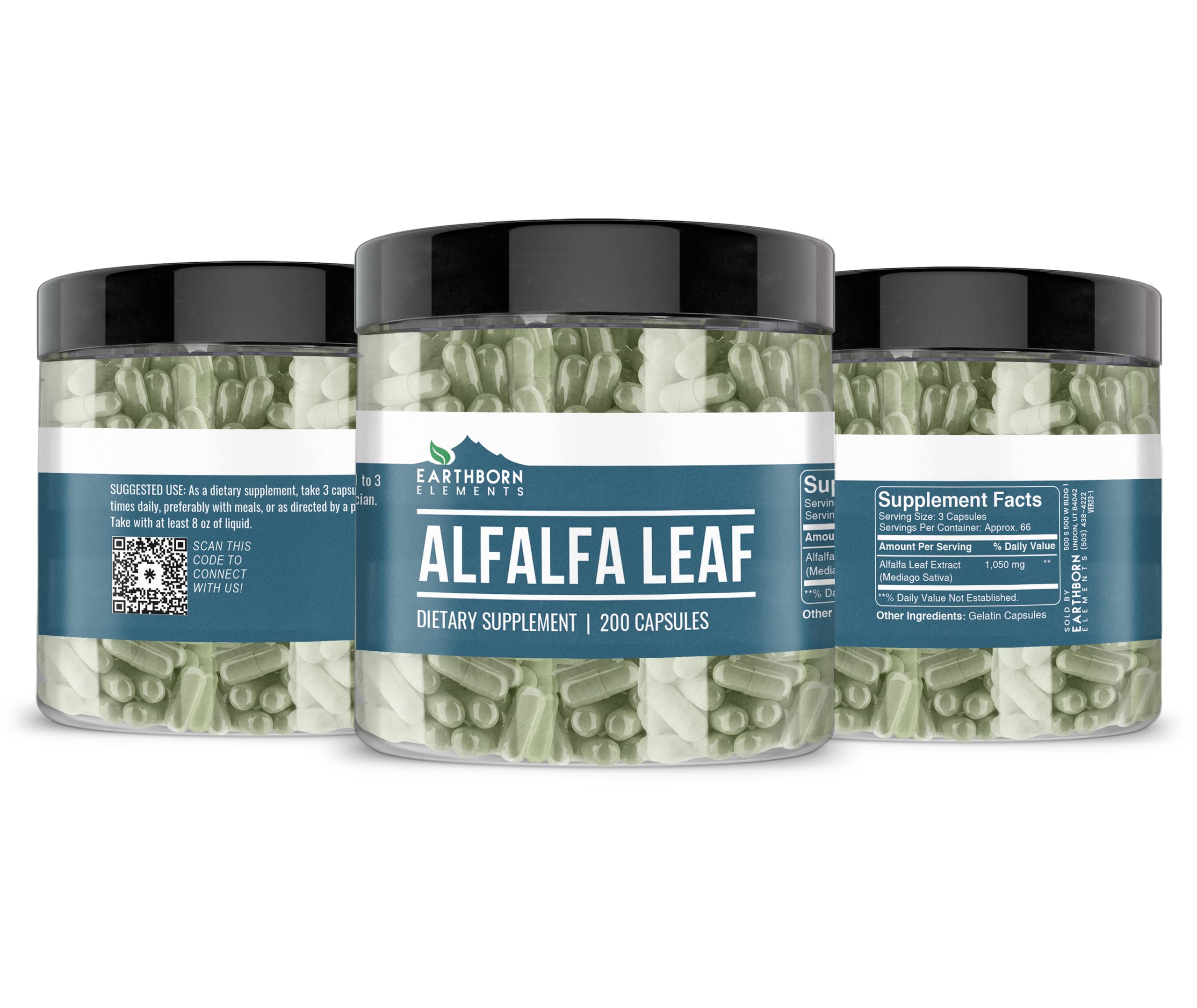Earthborn Elements Alfalfa Leaf 200 Capsules bottle side view