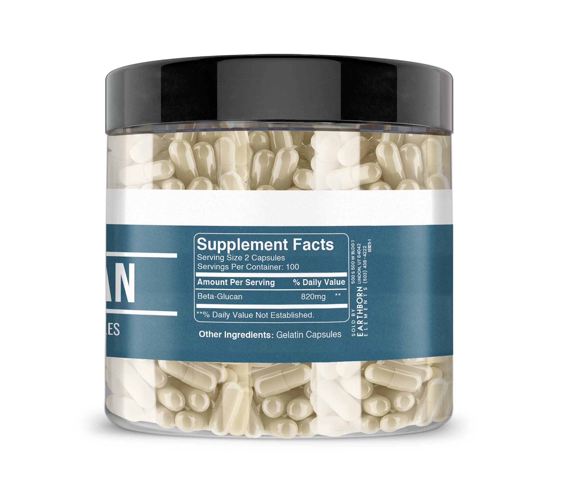 100-day supply of Earthborn Elements Beta Glucan capsules