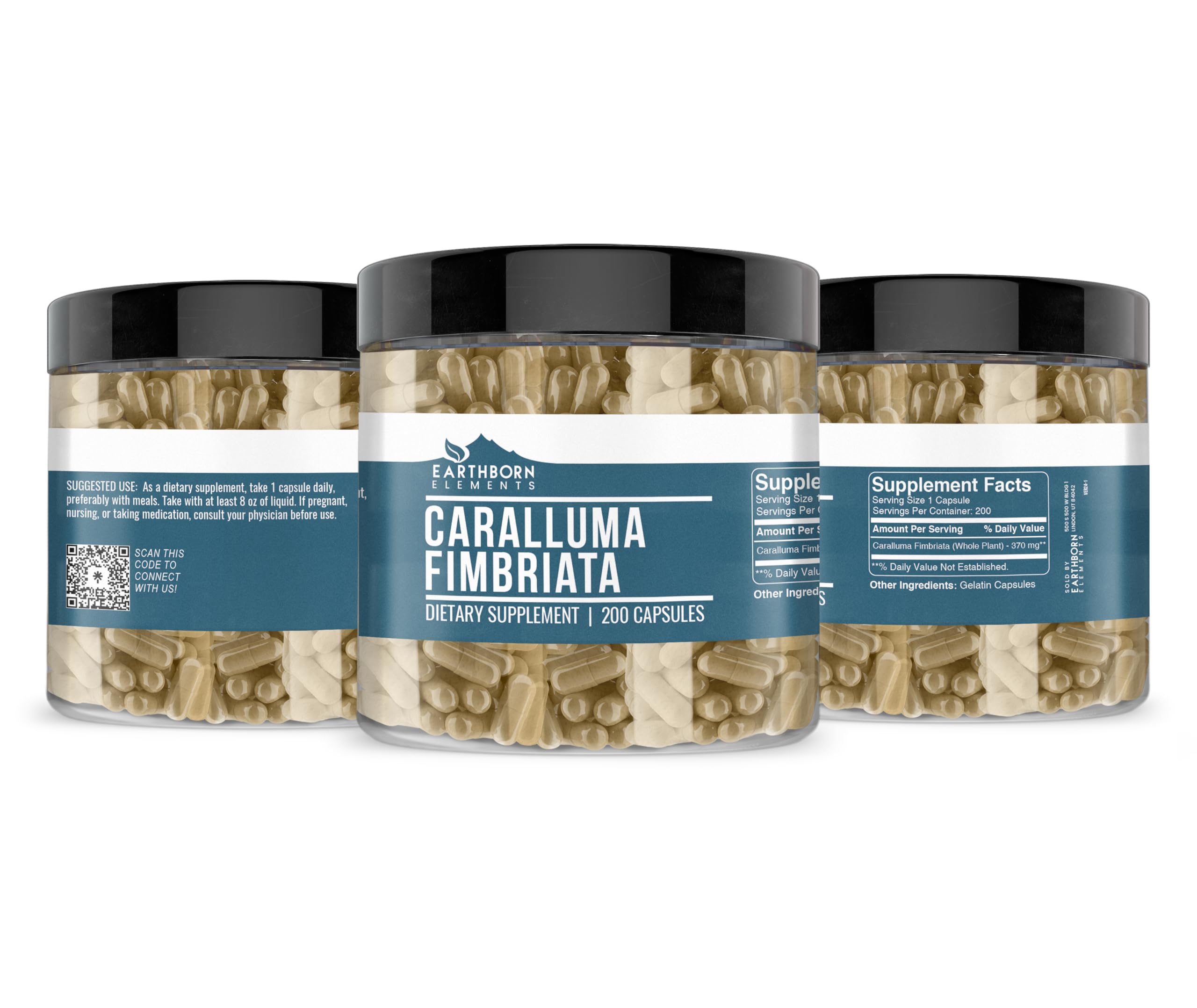 Caralluma Fimbriata capsules arranged with bottle