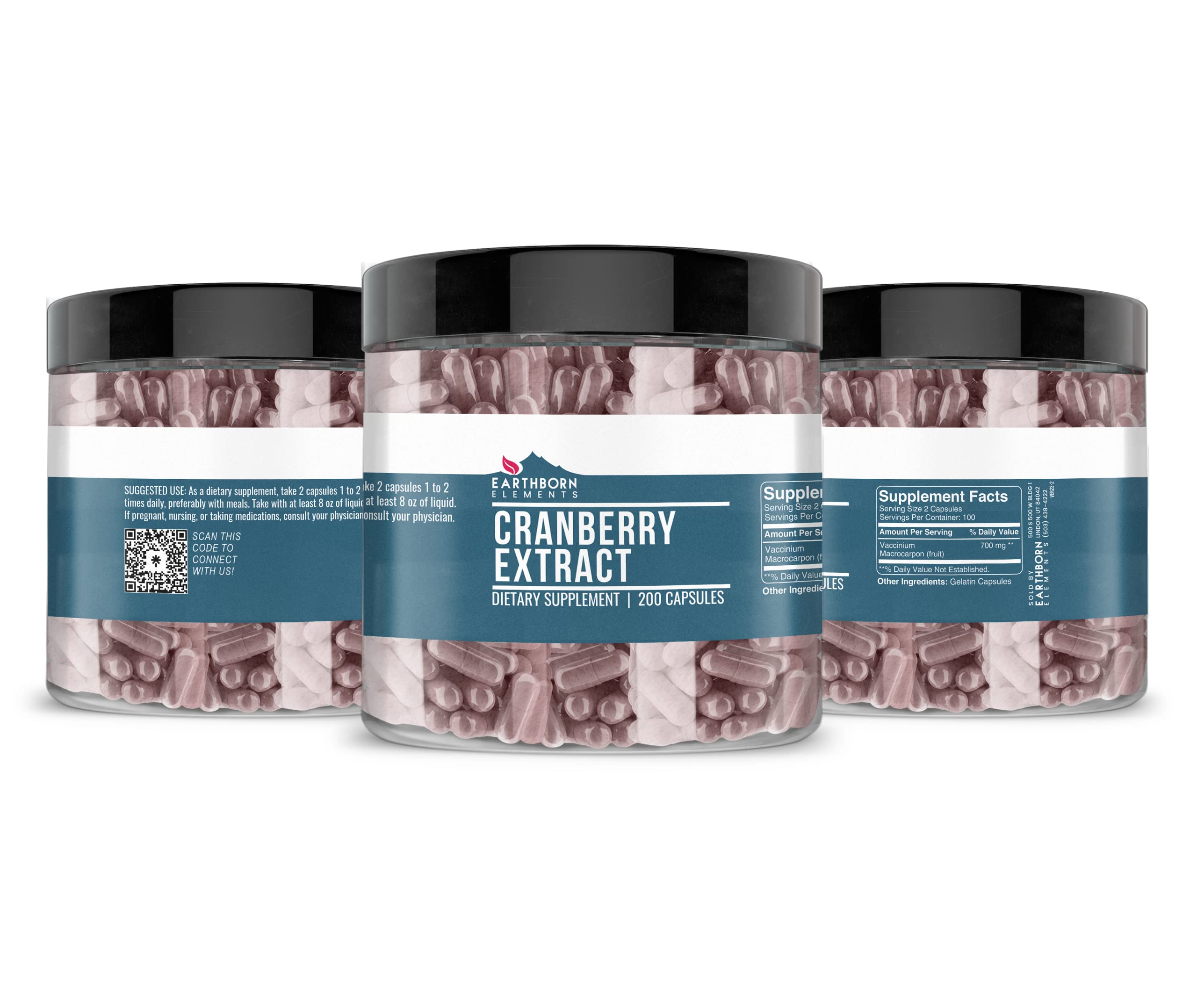 Close-up of Earthborn Elements Cranberry Extract label