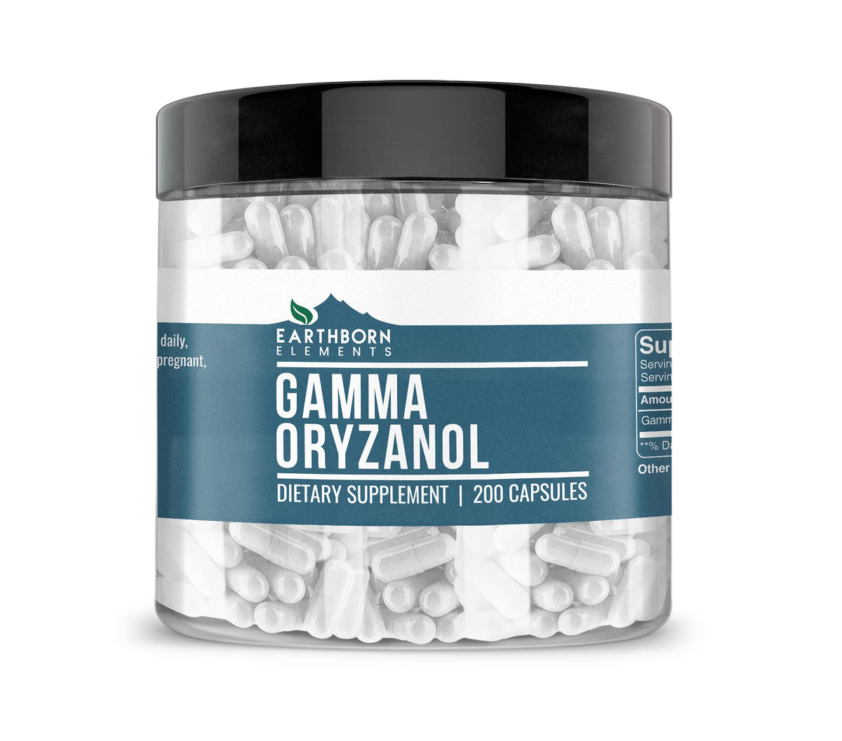 Earthborn Elements Gamma Oryzanol 200 Capsules bottle on white background