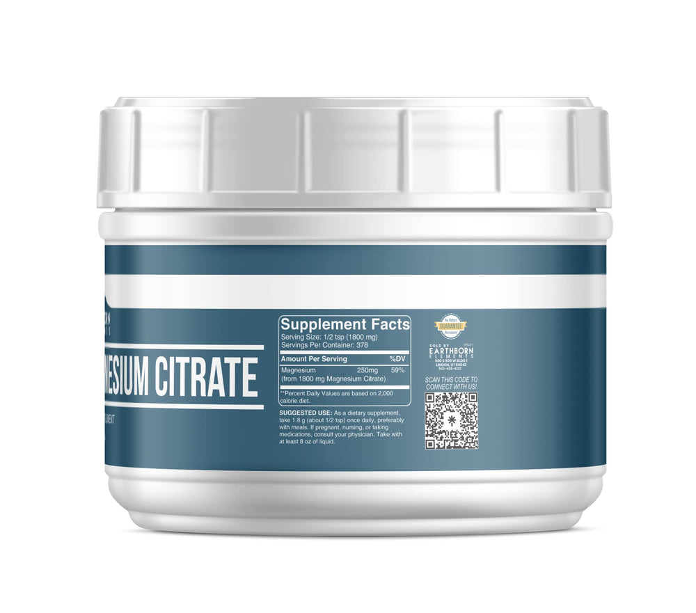 Close-up of magnesium citrate powder representing elemental magnesium