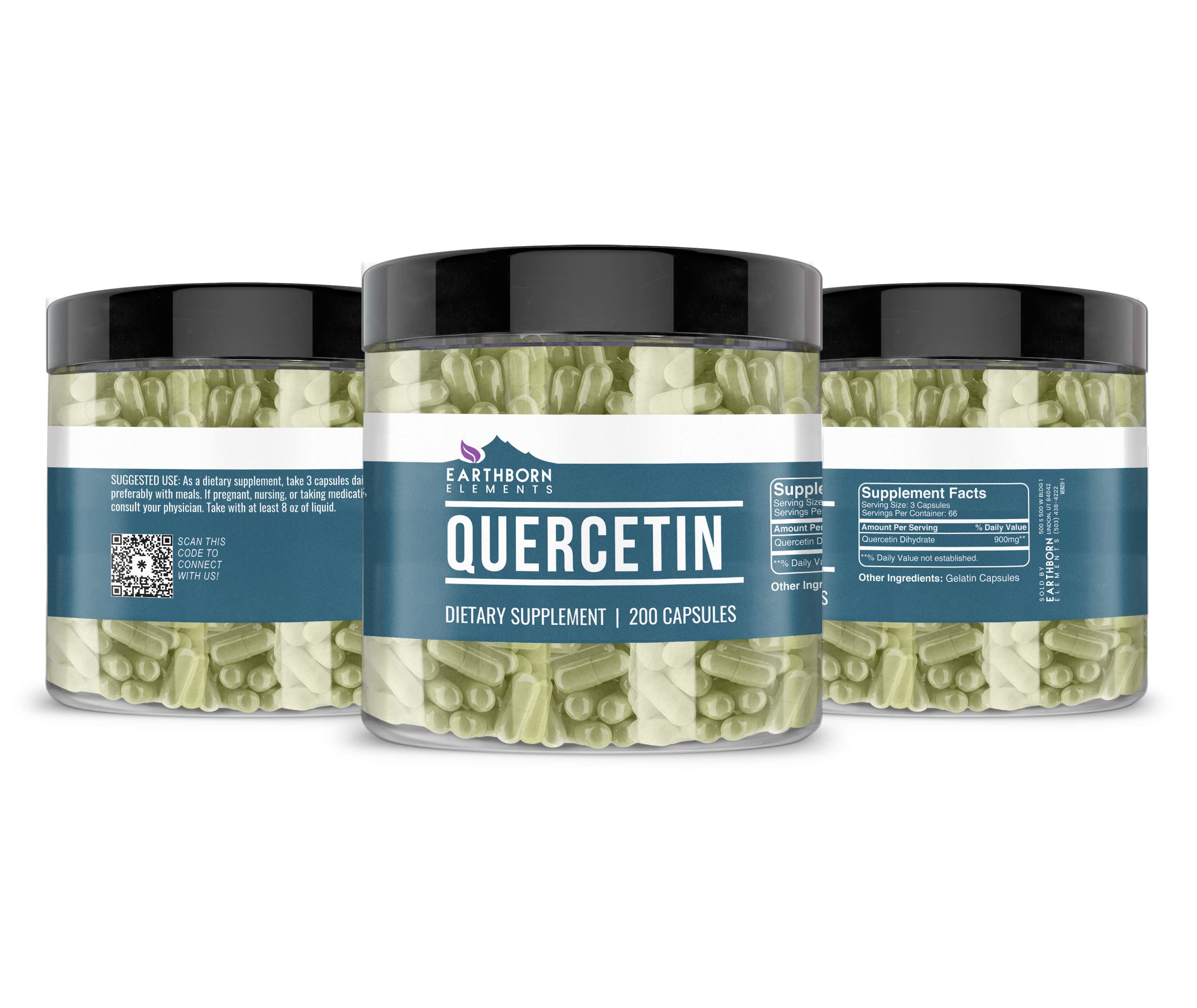 Close-up of Earthborn Elements Quercetin capsules