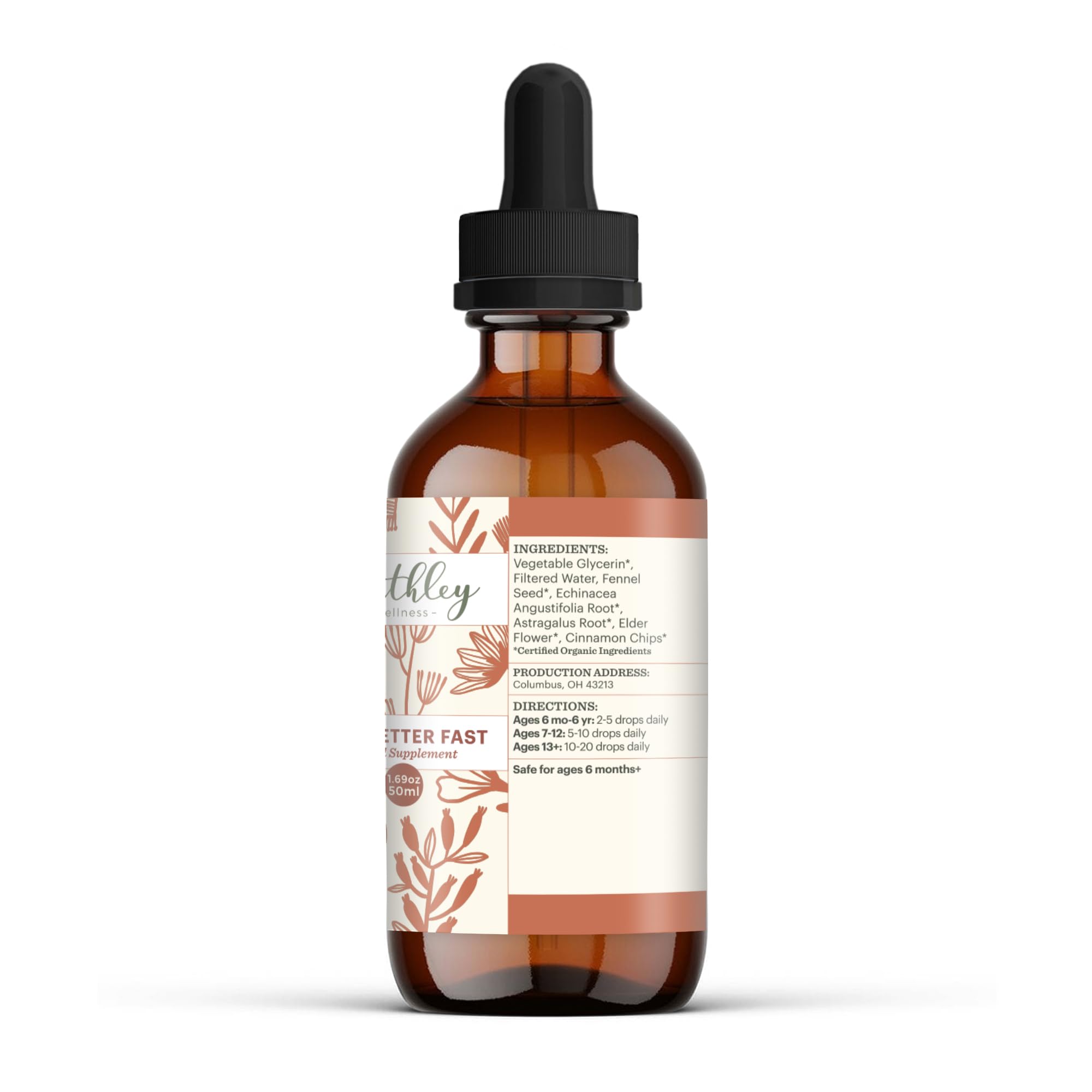 Front label of Earthley Feel Better Fast bottle