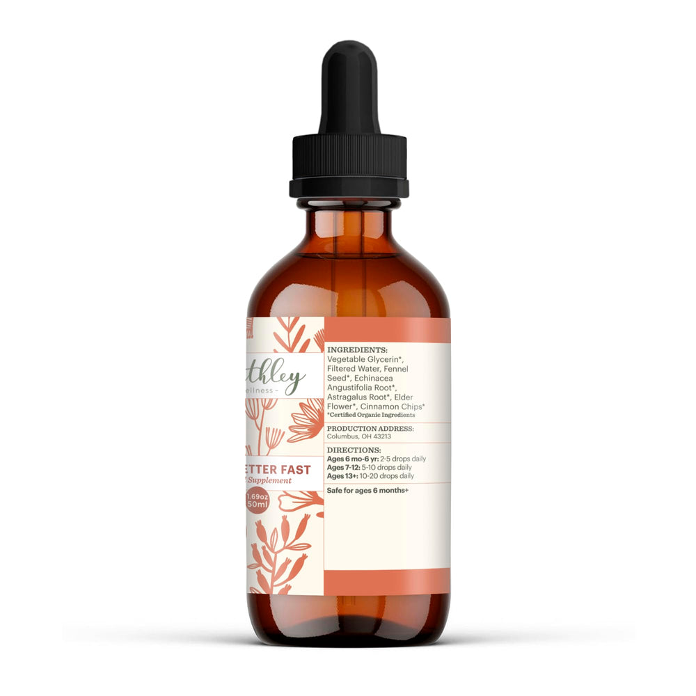 Front label of Earthley Feel Better Fast bottle