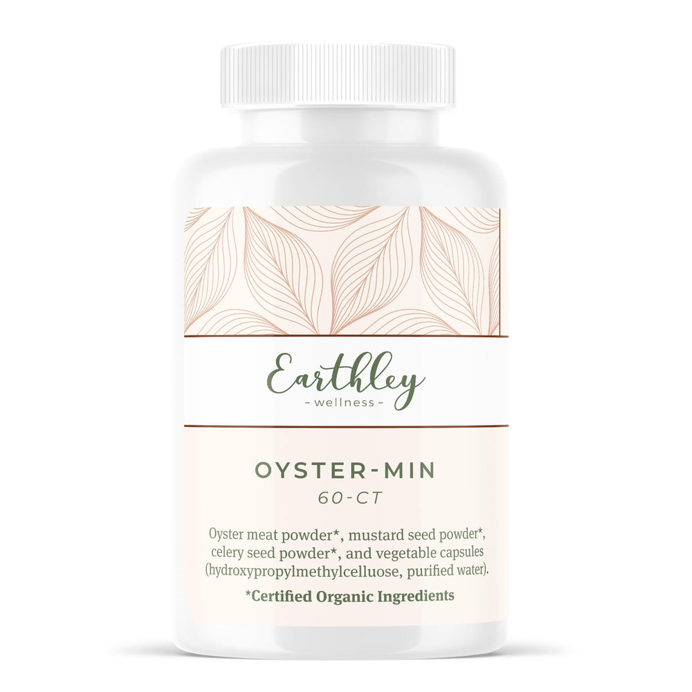Front view of Earthley Oyster-Min Capsules bottle