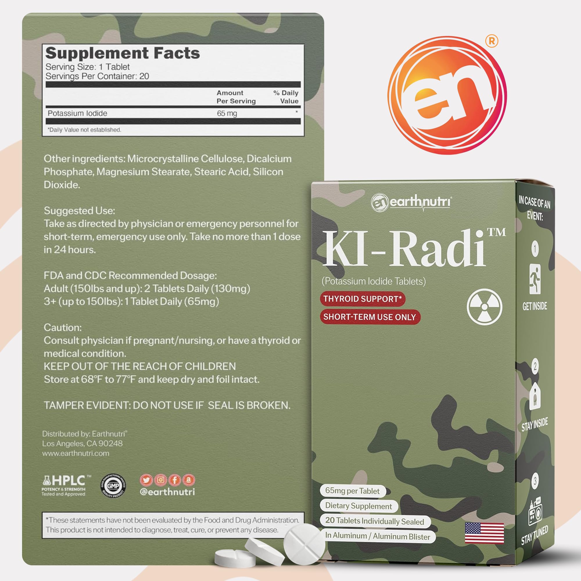 Emergency preparedness kit with KI-Radi potassium iodide