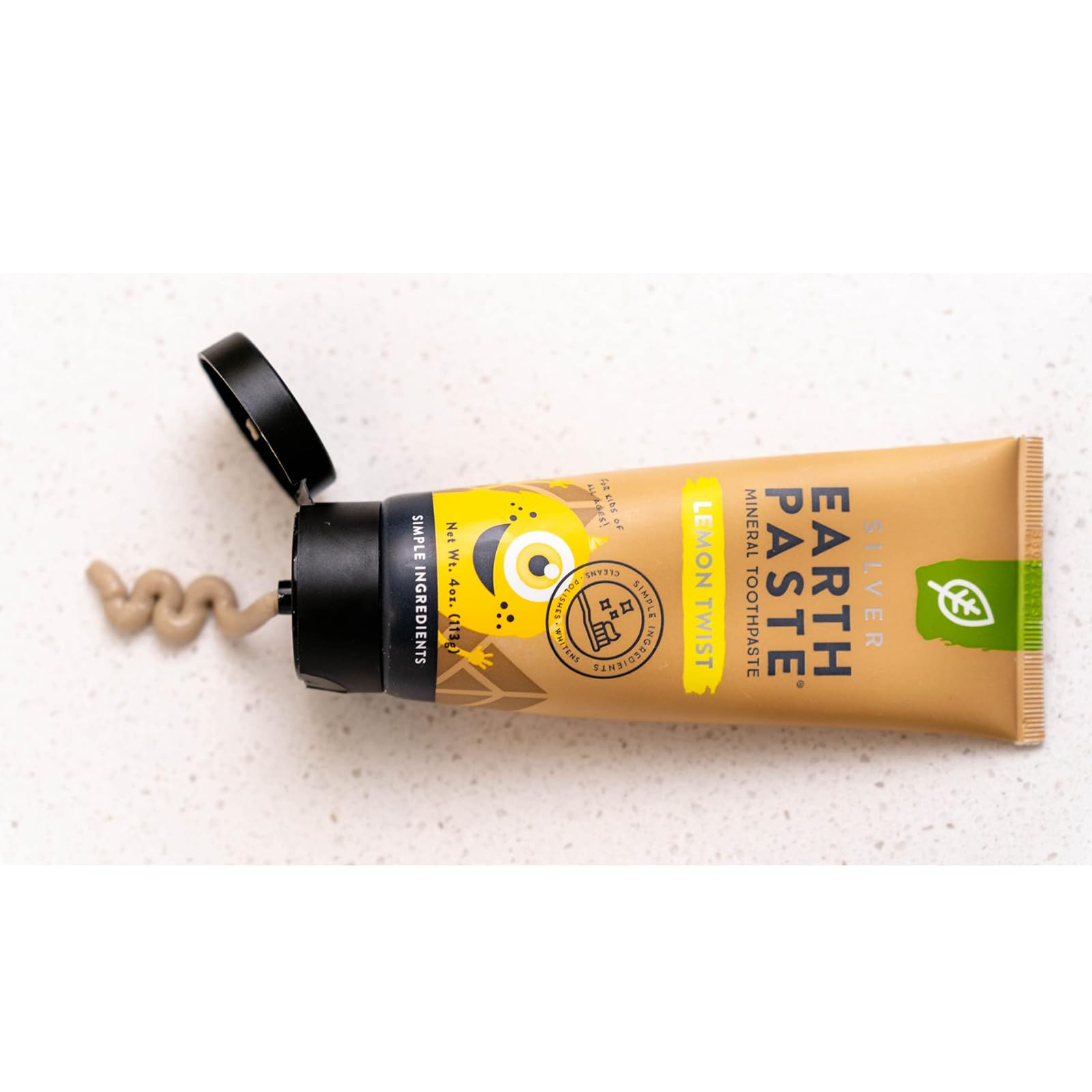 Earthpaste Lemon Twist tube showing non-fluoride formula