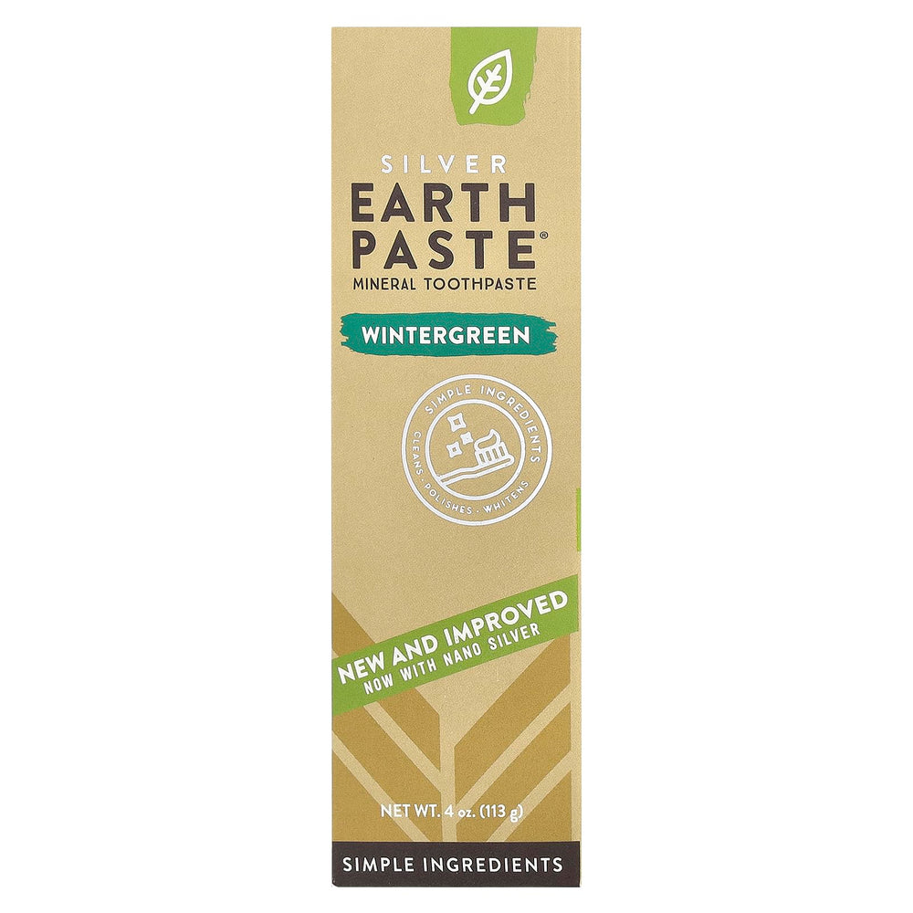 Earthpaste Wintergreen ingredients: bentonite clay, xylitol, sea salt, activated charcoal