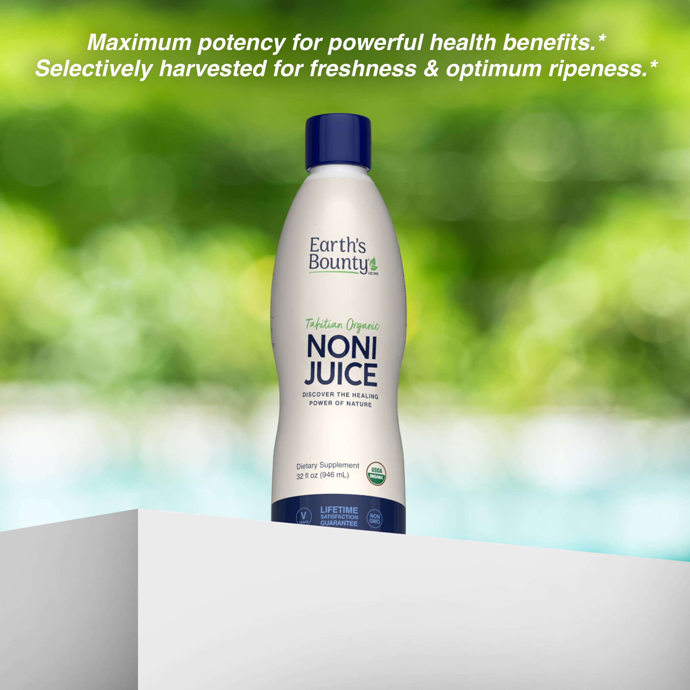 Close-up of Noni juice color and clarity