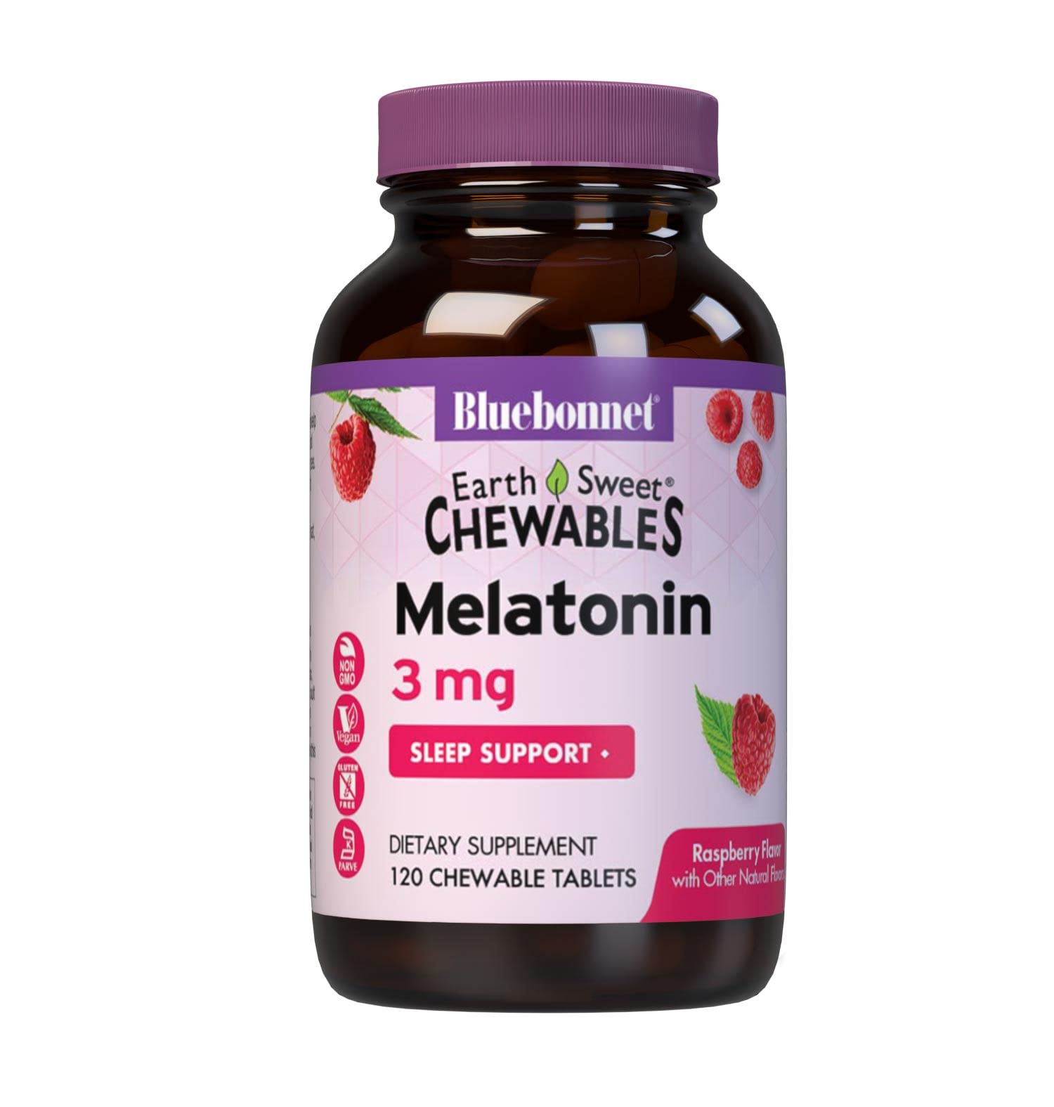EarthSweet Melatonin 3 mg chewable raspberry flavor bottle label