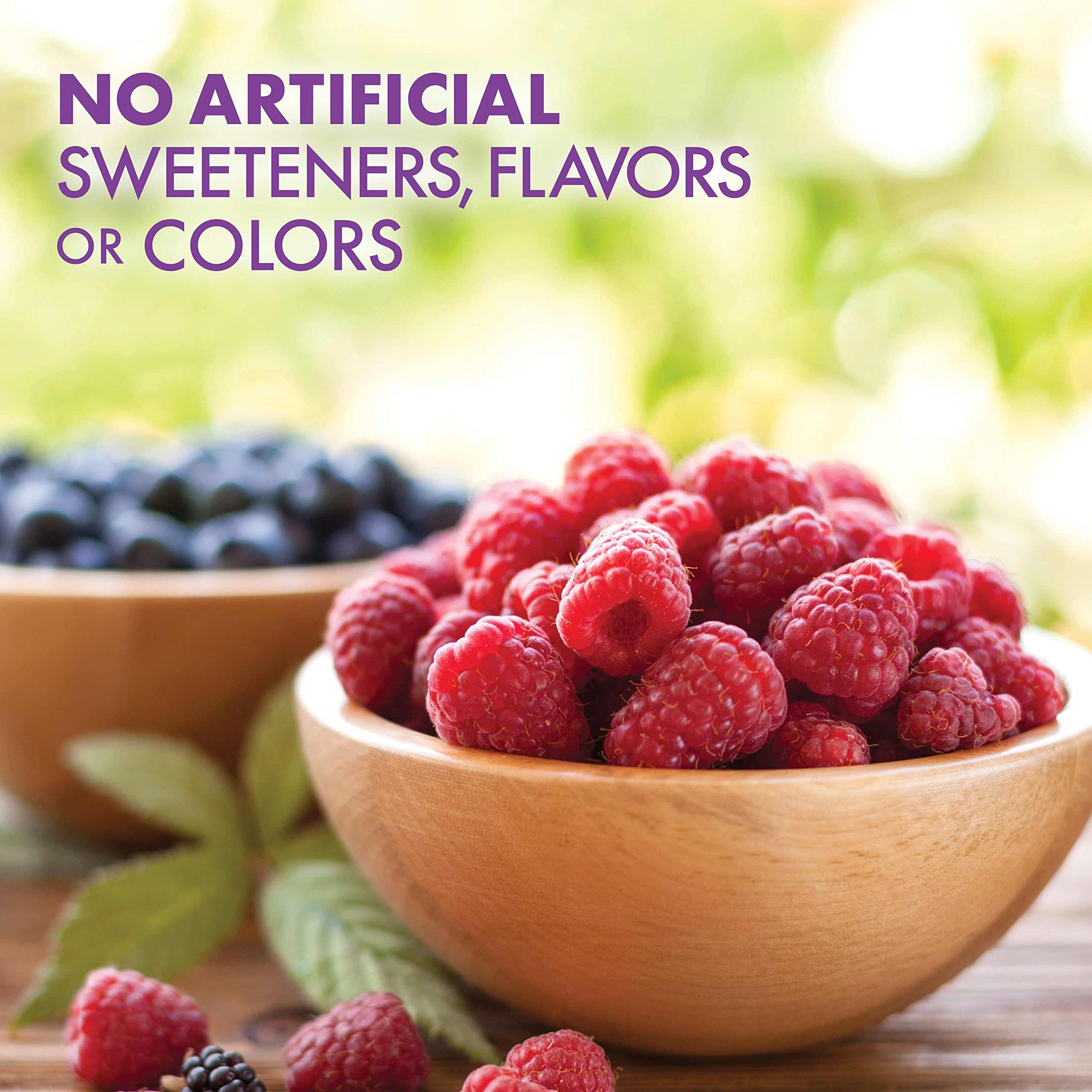 Raspberry flavor and juice blend imagery on label