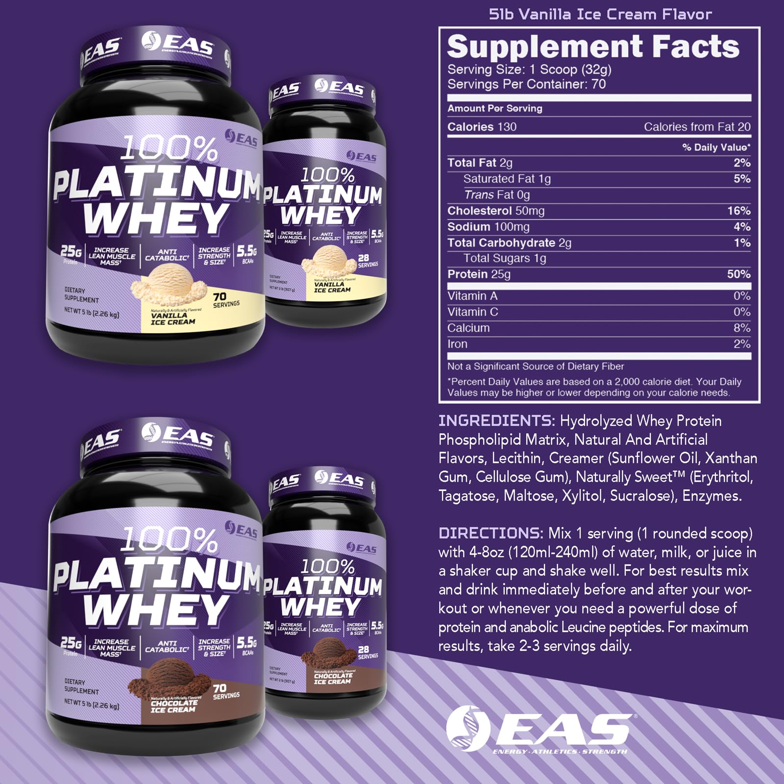 EAS 3 Ultra-Platinum whey powder scoop blends quickly for post-workout fueling.