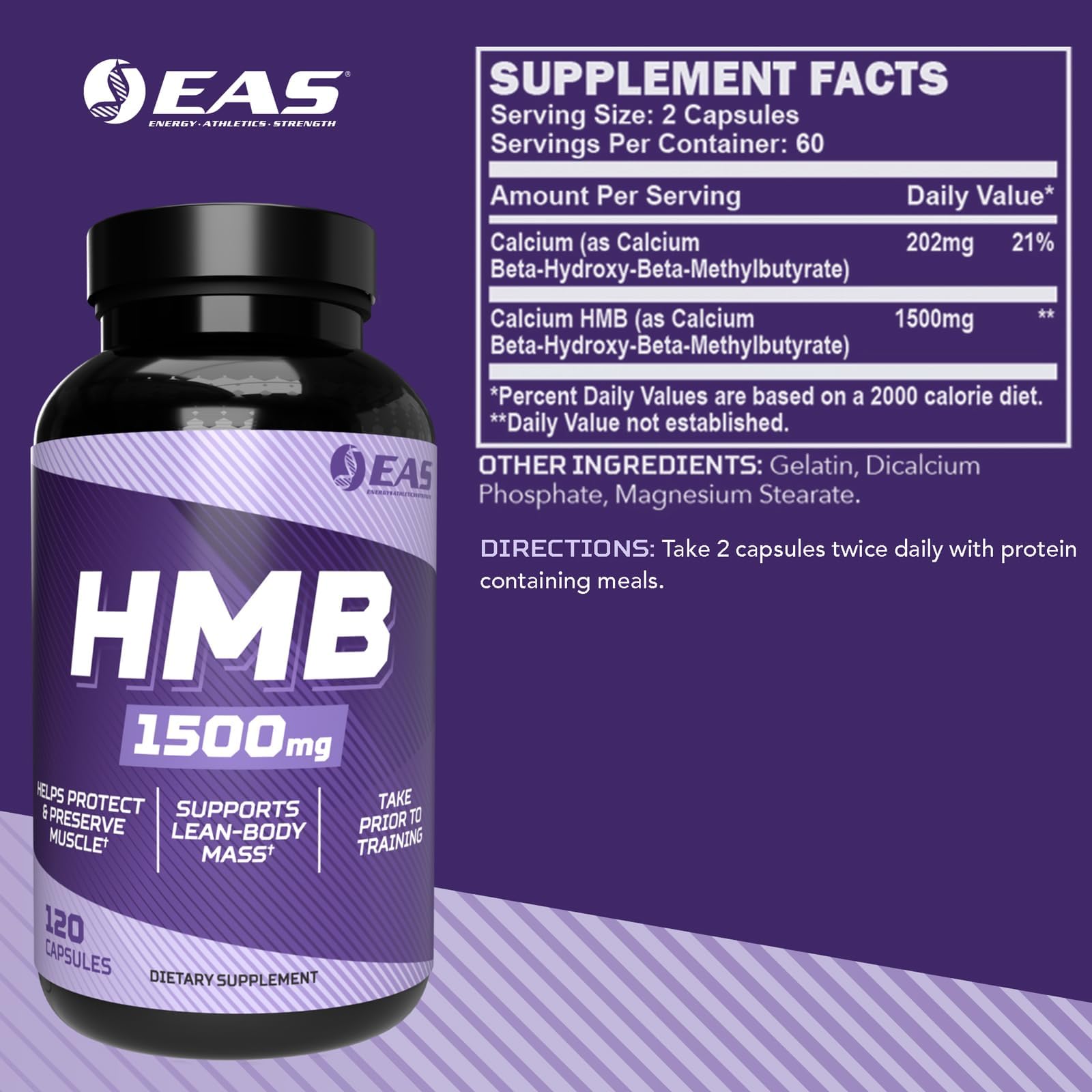 EAS HMB 1500mg bottle back label