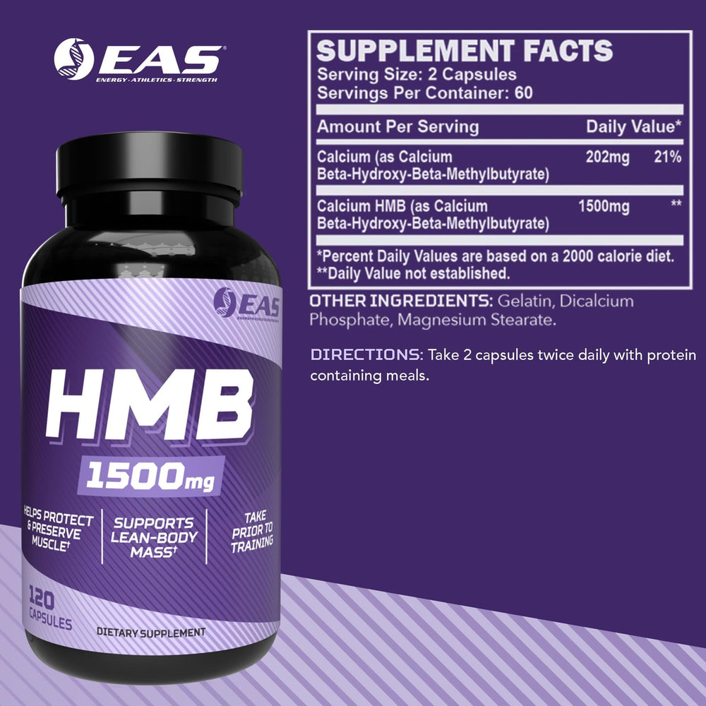 EAS HMB 1500mg bottle back label