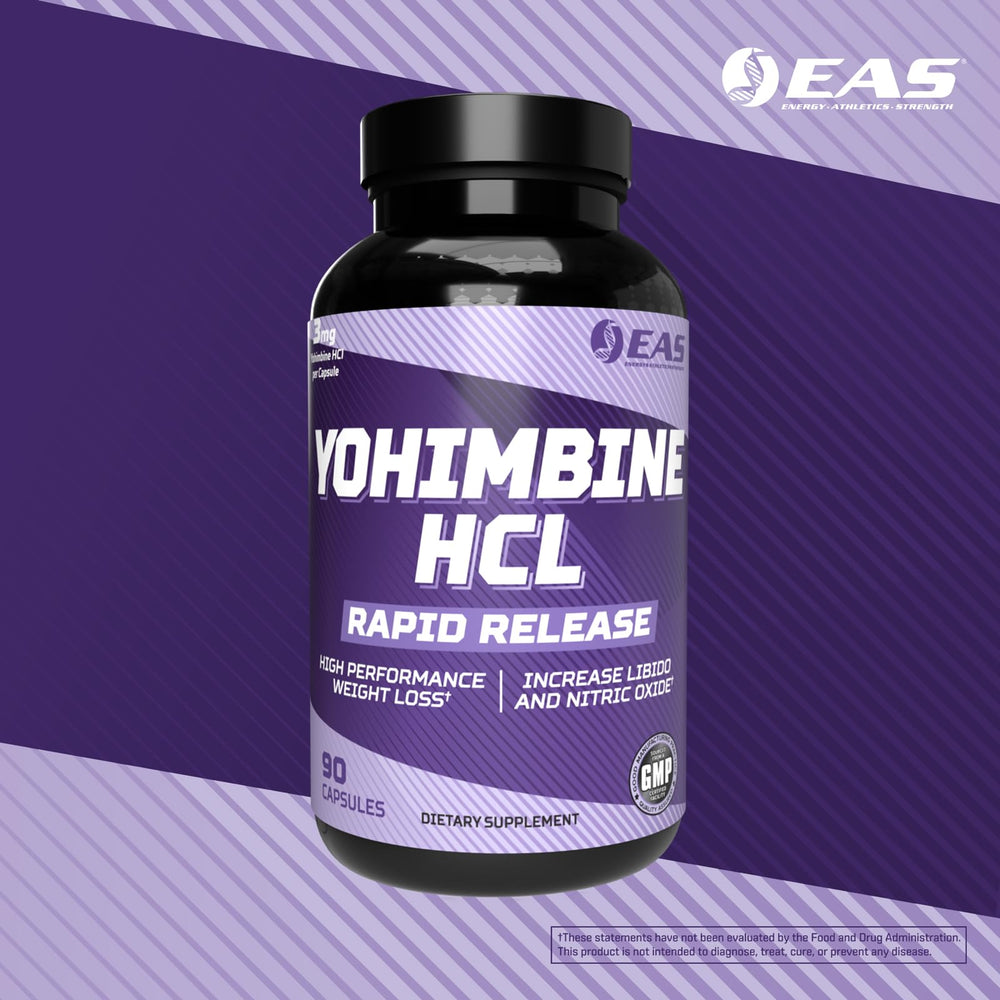 Athletic scene with EAS Yohimbine HCL product