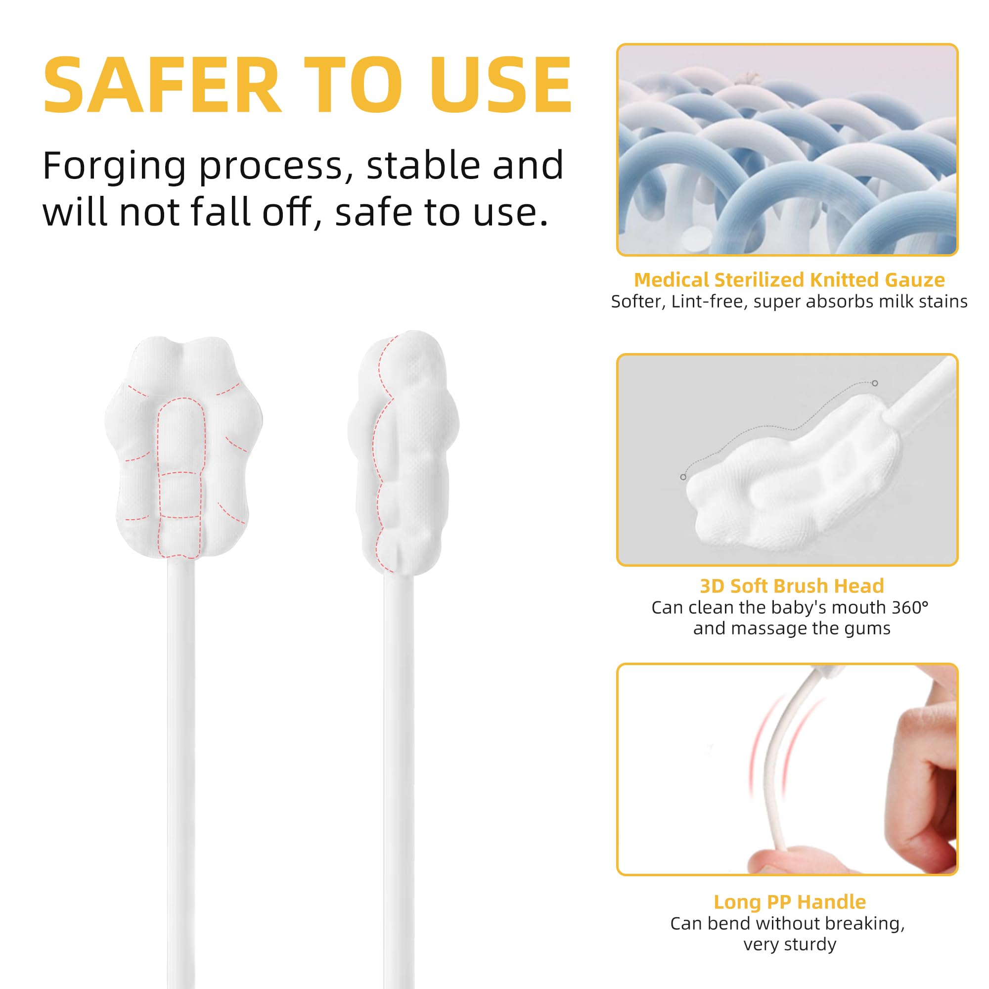 BPA-free strong PP handle designed for baby dental care
