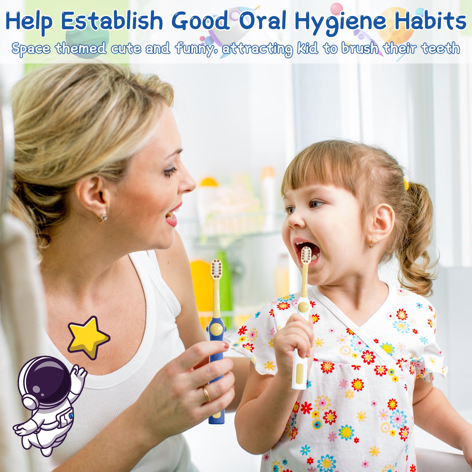 Non-slip silicone handle on toddler toothbrush