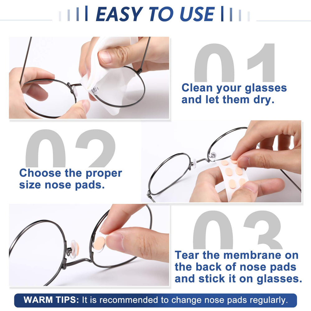 Diagram showing easy application of nose pads