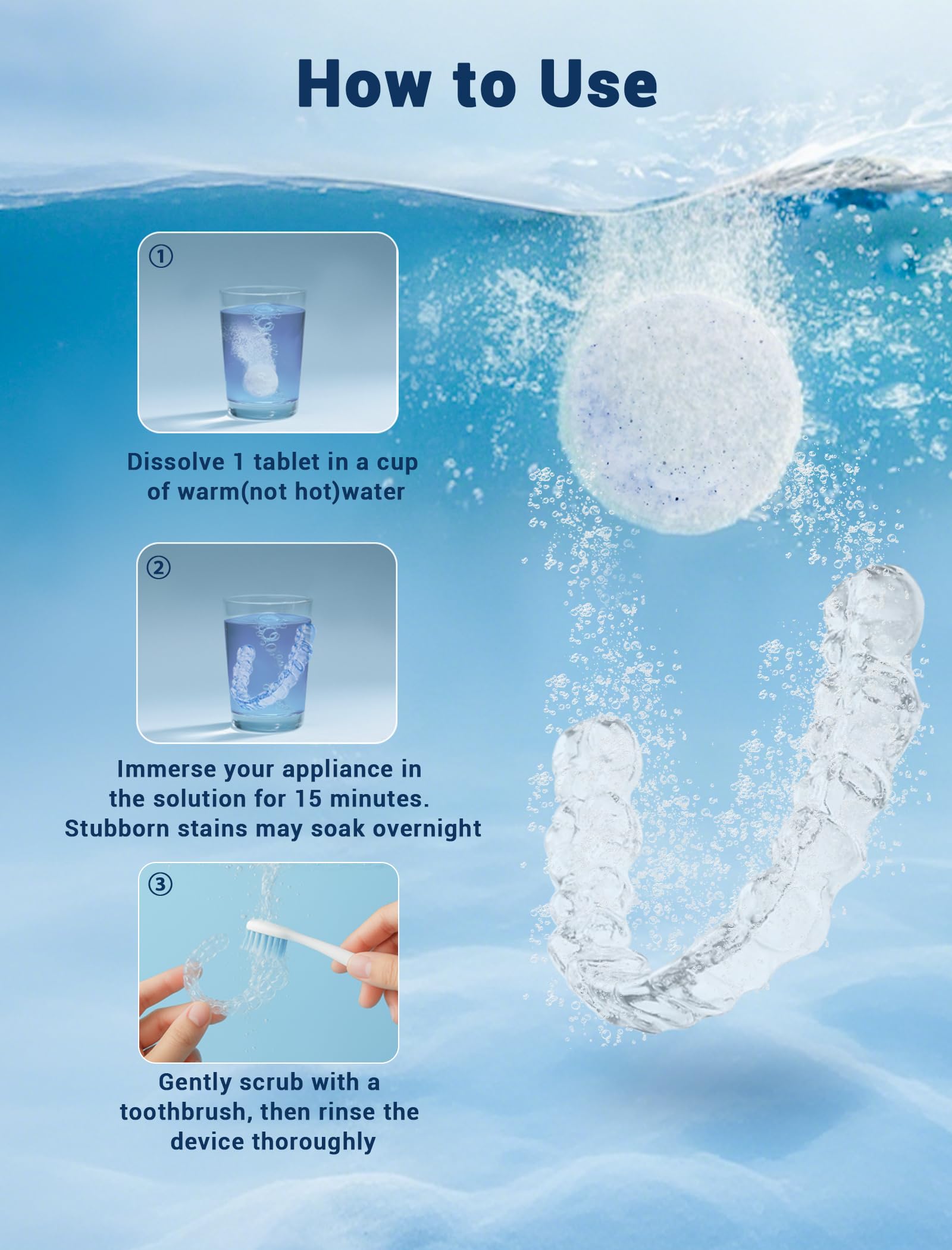 Easy at-home use denture cleaning tablets