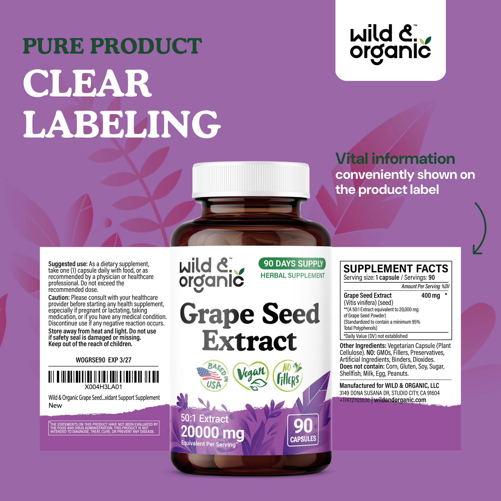 Easy-to-swallow grape seed extract capsules