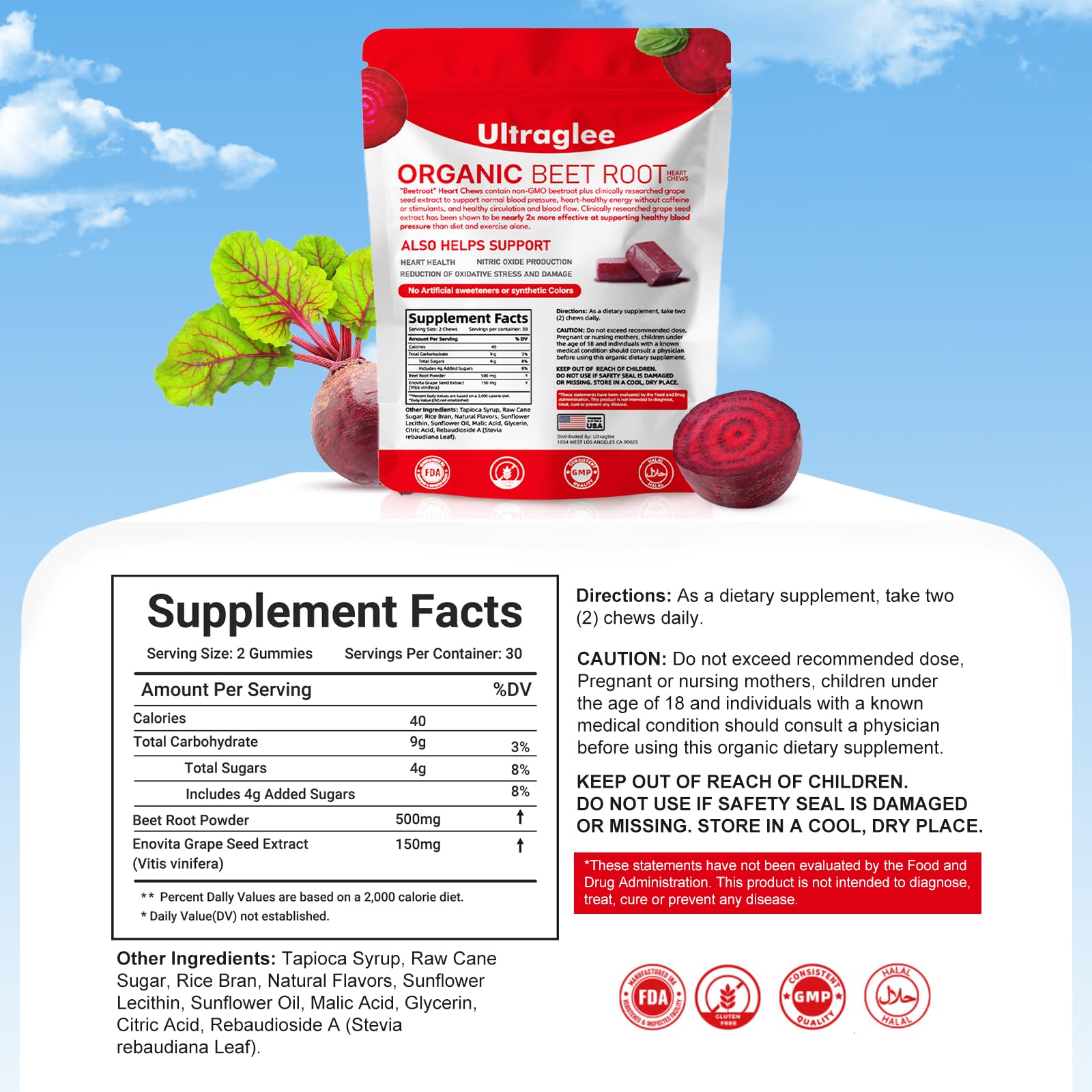 Portable, individually wrapped heart health chews