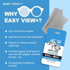 EASY VIEW+ anti-fog microfiber cloth on goggles