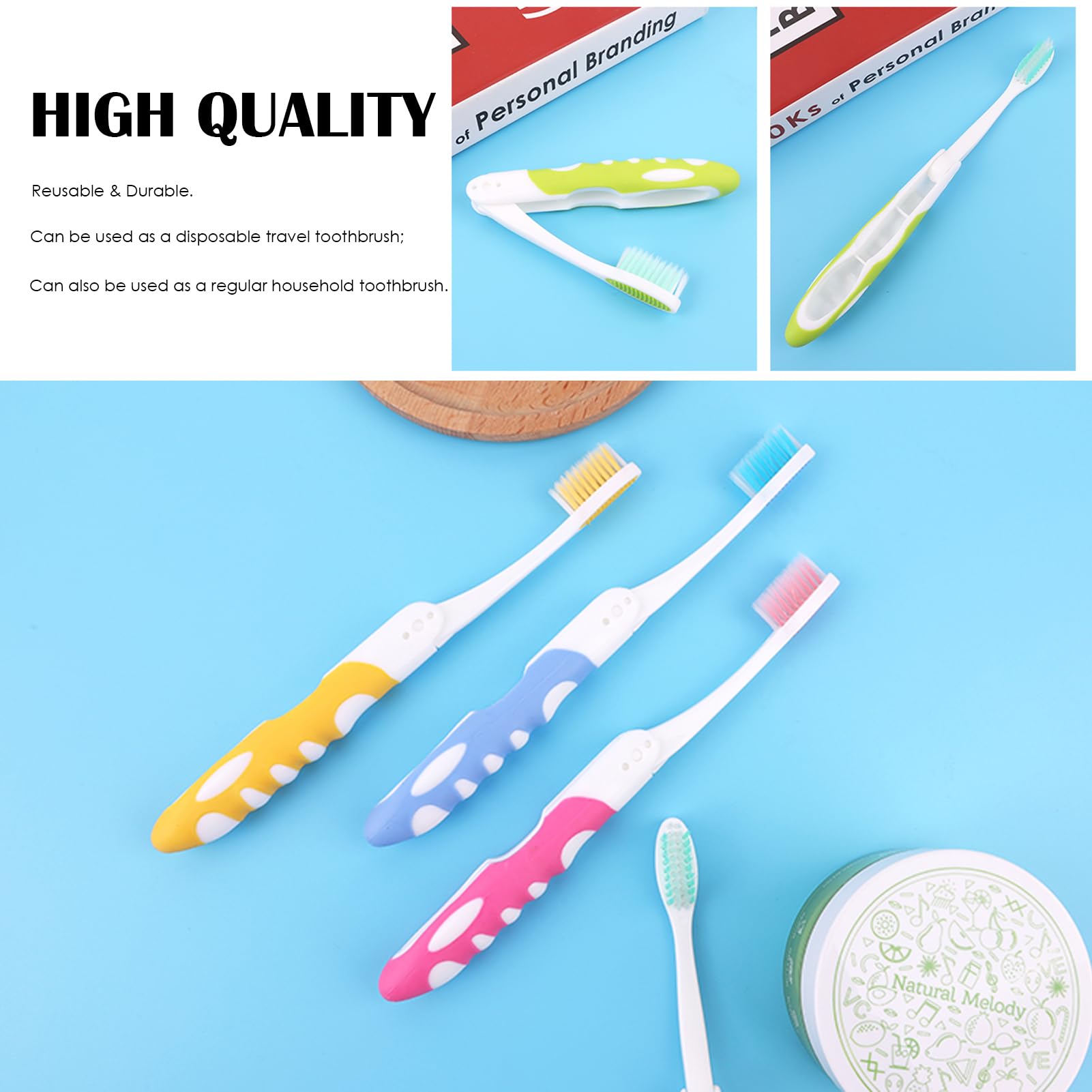 Durable reusable travel toothbrush suitable for months of use