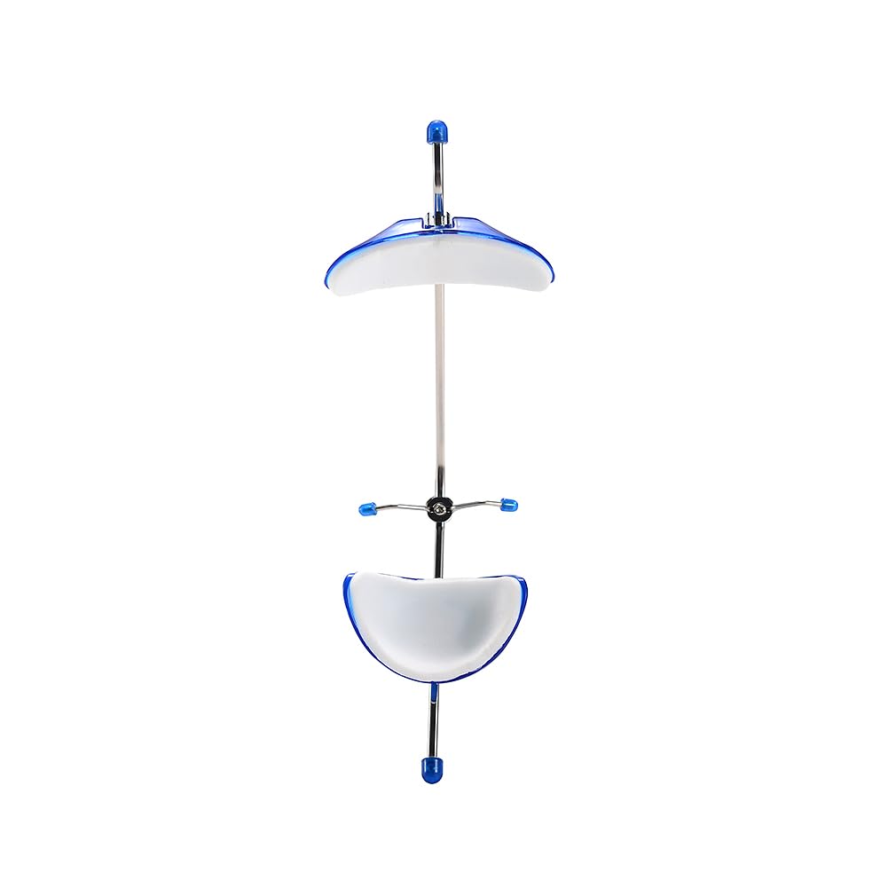 Blue adjustable facemask front view with elastics