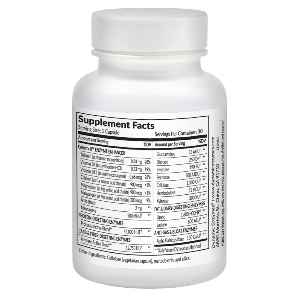 Eat E-Z Digestive Enzymes label