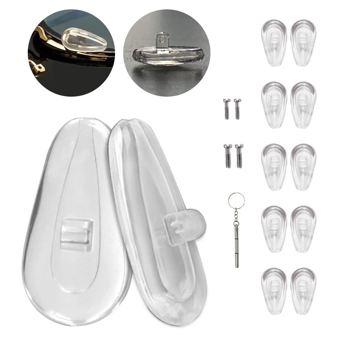 Five pairs of clear silicone Oakley nose pads