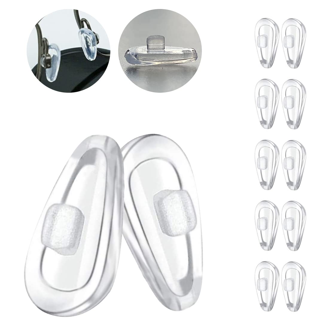 Replacement nose pads for Oakley Contrail OO4147 (clear silicone) – 5 pack