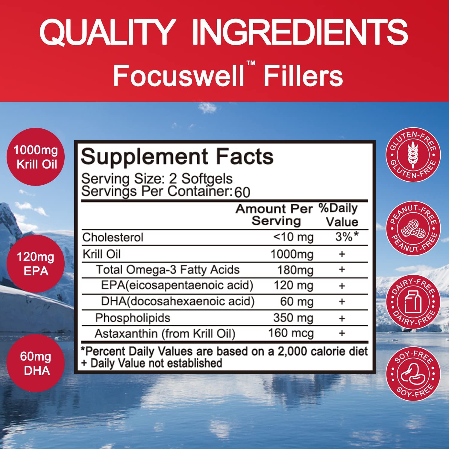 Close-up of Krill Oil softgels capsules