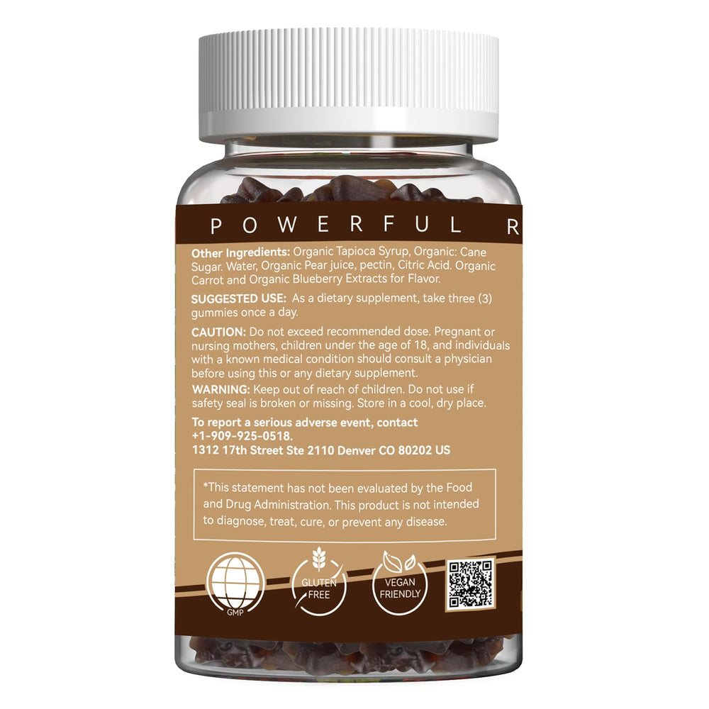 EAZGOO 180 gummies bottle with natural ingredients label