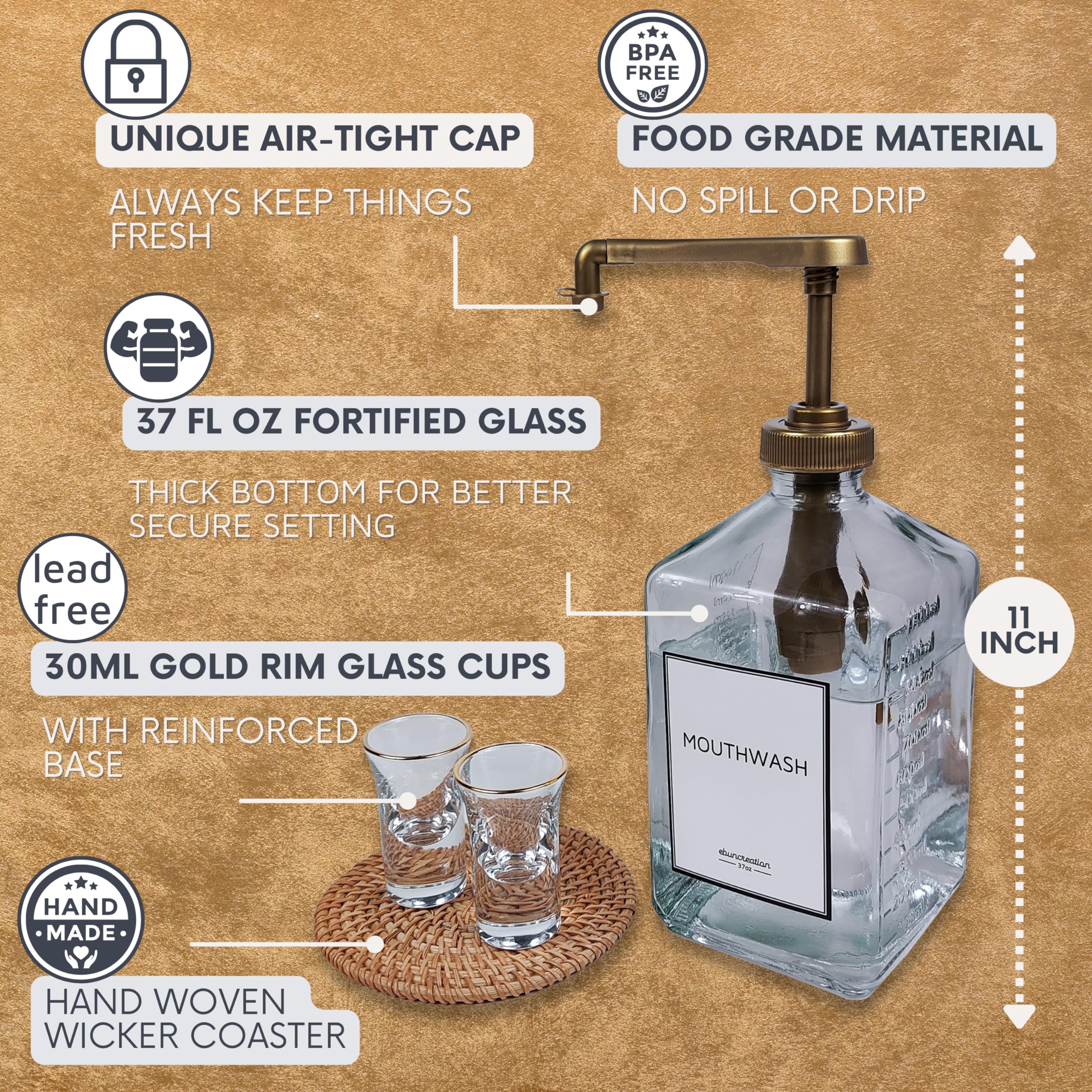 Mouthwash dispenser featuring two reusable cups