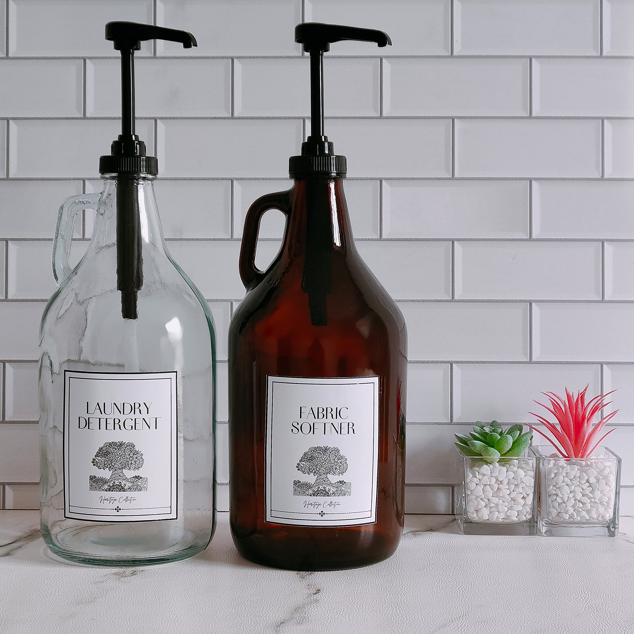 Mouthwash dispenser with wide-mouth refill and two cups