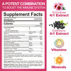 Gummies with echinacea, elderberry and vitamin C