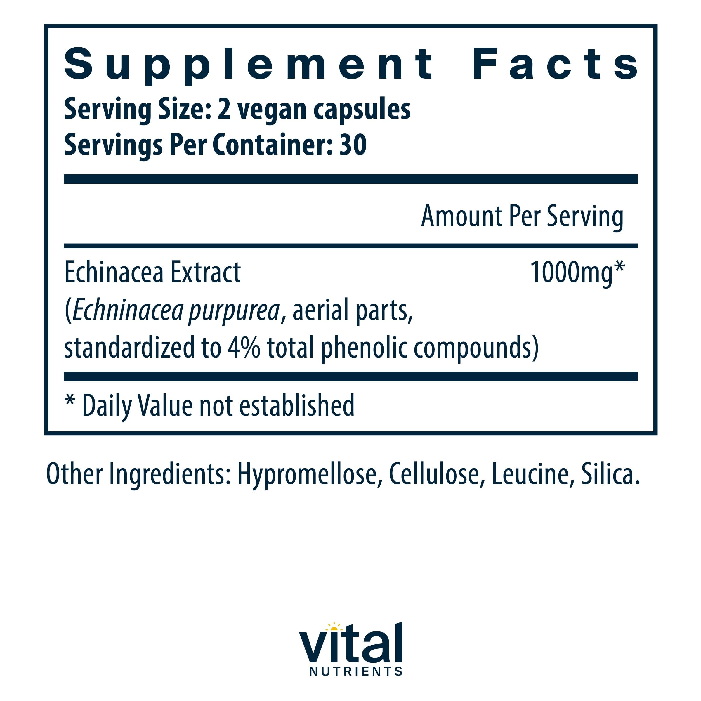 Two vegan capsules of Echinacea Extract 1000mg
