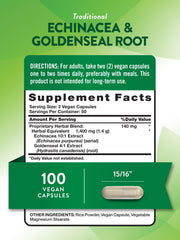 Close-up of Echinacea Goldenseal Capsules 1400mg per serving