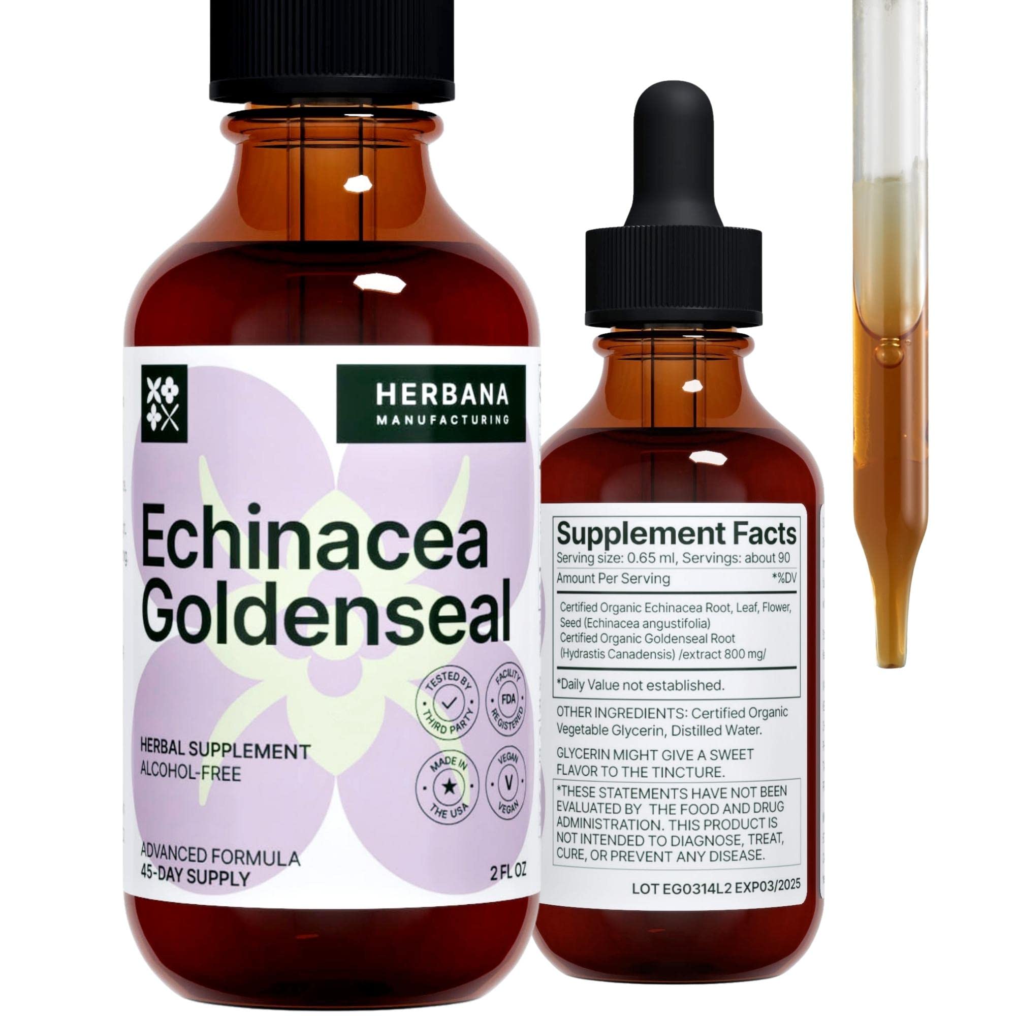 Bottle of Echinacea and Goldenseal liquid extract 2 fl oz