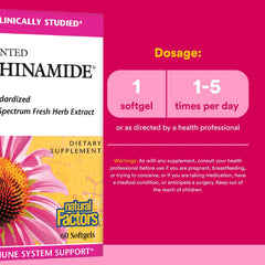 Close-up of Echinamide echinacea organic clinical formula label