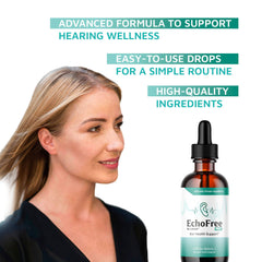 Close-up of EchoFree Pro Liquid Drops bottle